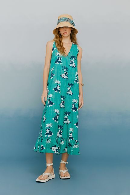 Vestido barra bora bora verde sereia