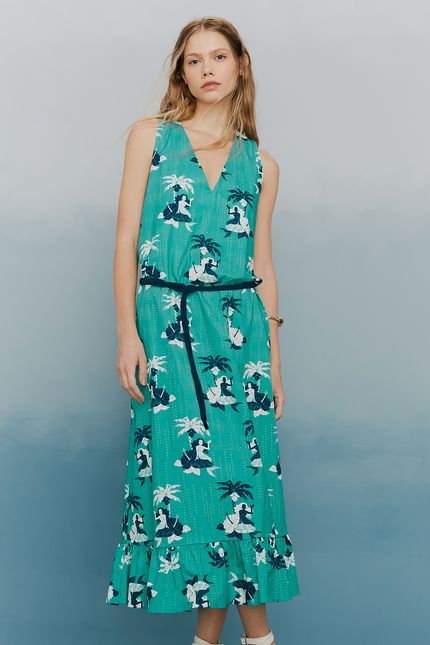 Vestido barra bora bora verde sereia