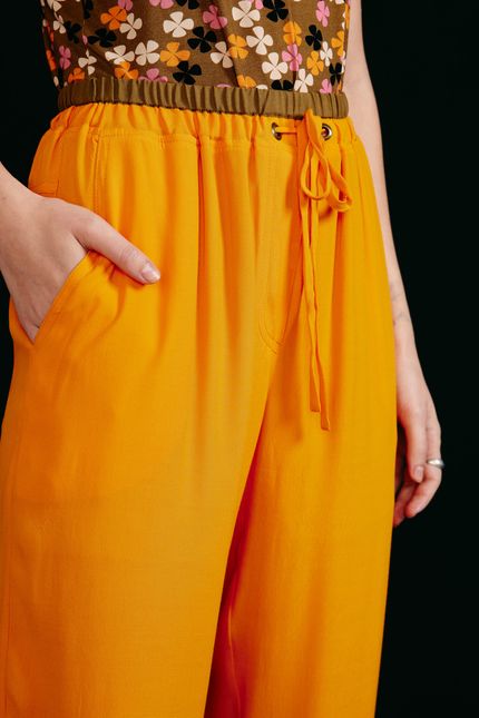 Calça crepe bicolor laranja ginger