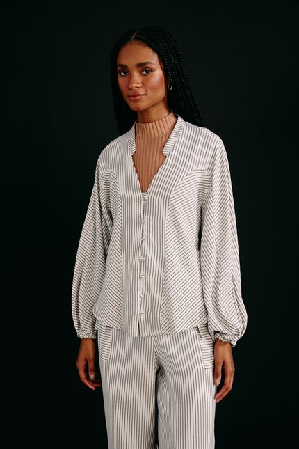 Camisa fio tinto maritimo azul maritimo
