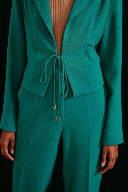 Blazer crepe curto verde floresta