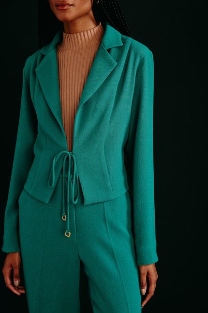 Blazer crepe curto verde floresta