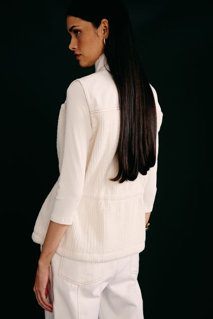 Colete mix fur off white