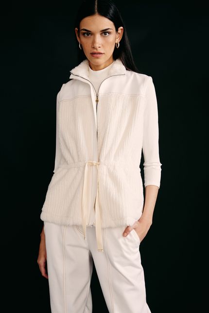 Colete mix fur off white