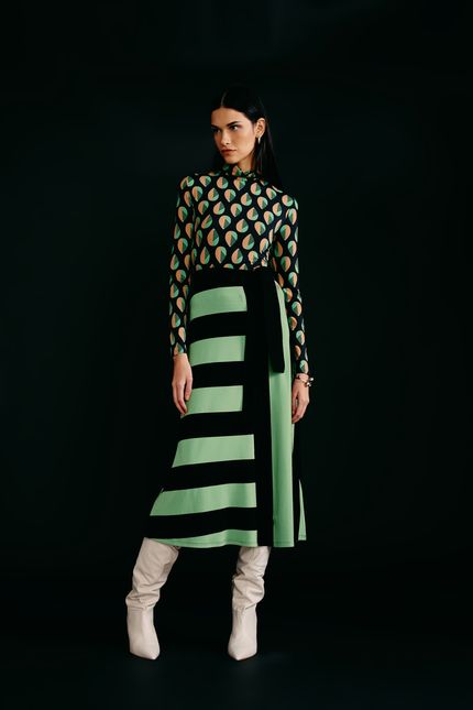 Saia maxi listras  verde eucalipto