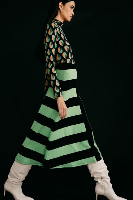 Saia maxi listras  verde eucalipto