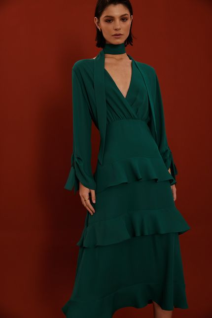 Vestido festa laço verde floresta