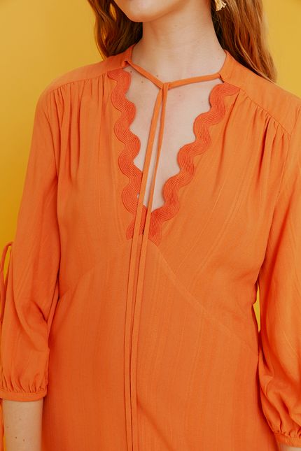 Vestido viscose maquinetada laranja tropical