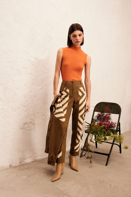 Calça sarja mix rougeant verde musgo