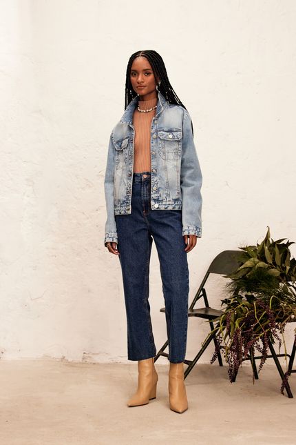 Jaqueta pespontos  jeans