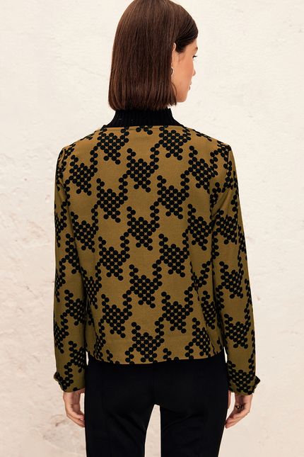 Blusa detalhe pois de poule verde musgo