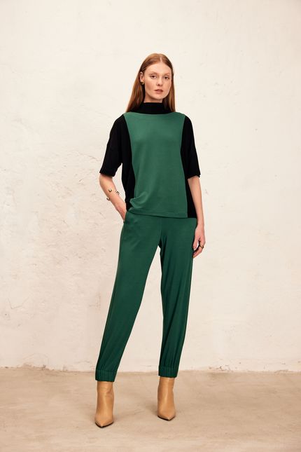 Blusa mix bicolor verde floresta