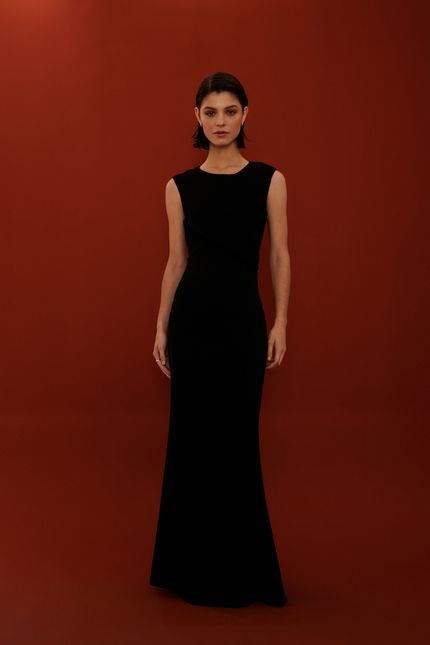 Vestido festa detalhe lurex preto