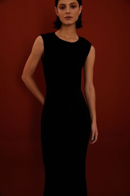 Vestido festa detalhe lurex preto
