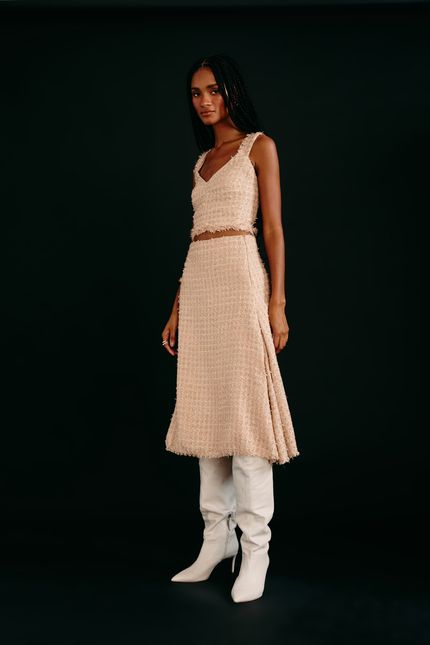 Top tweed brilho rosa blush