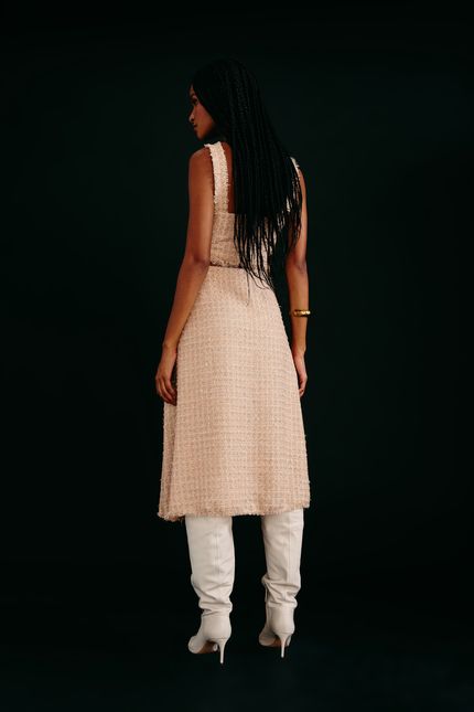 Top tweed brilho rosa blush