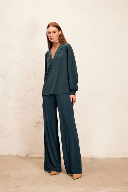 Calça pantalona jersey  verde floresta