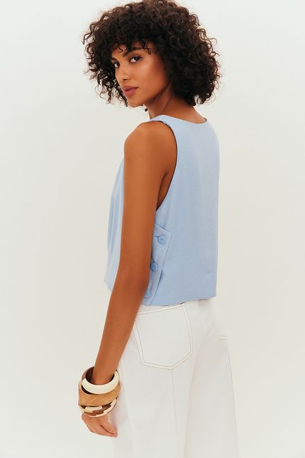 Blusa cupro transpasse lateral azul ceu