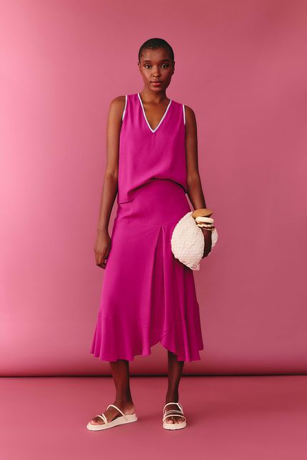 Blusa crepe v vivo roxo orquidea