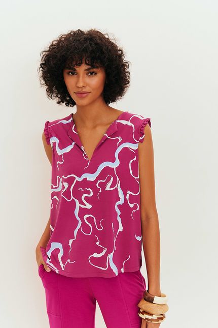 Blusa mini jabot orgânico roxo orquidea