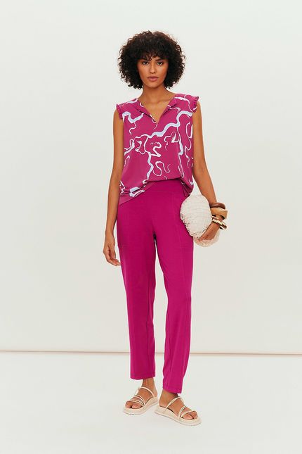Blusa mini jabot orgânico roxo orquidea