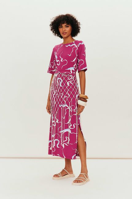 Vestido reto organico  roxo orquidea