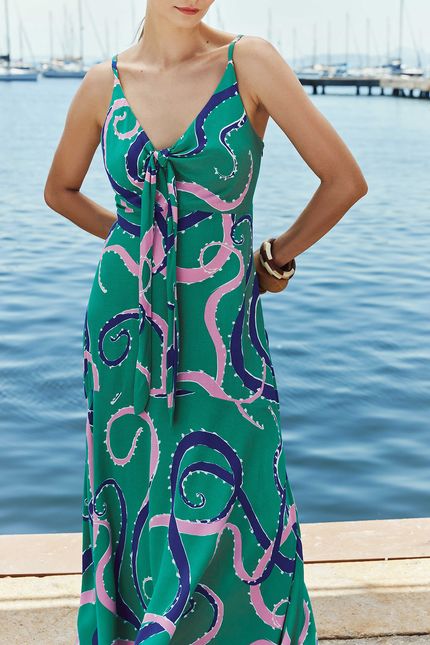 Vestido amarração sea verde astral