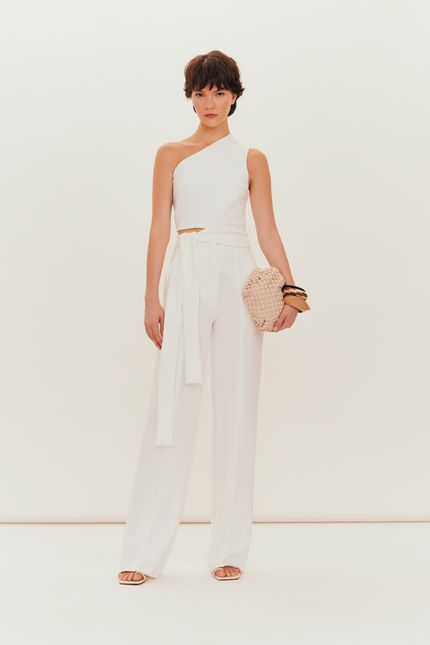 Blusa malha crepe ombro off white