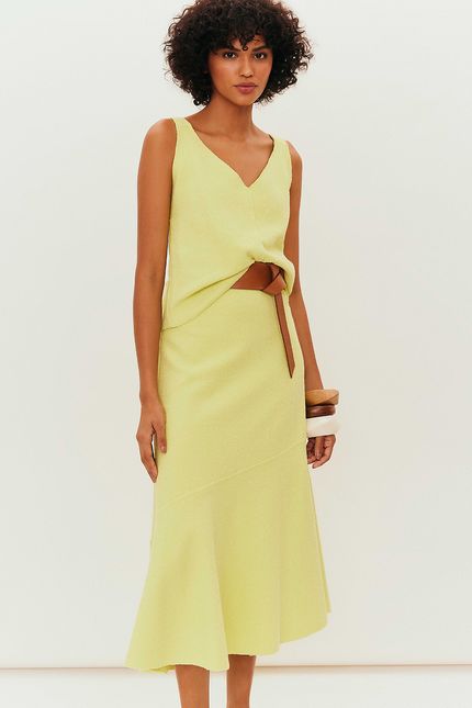 Blusa alça textura amarelo lima