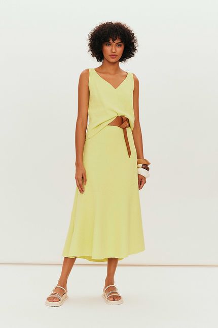 Blusa alça textura amarelo lima