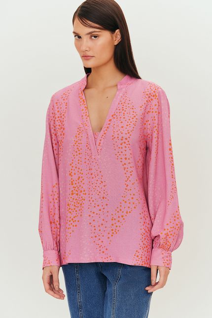 Camisa pois mar rosa peonia