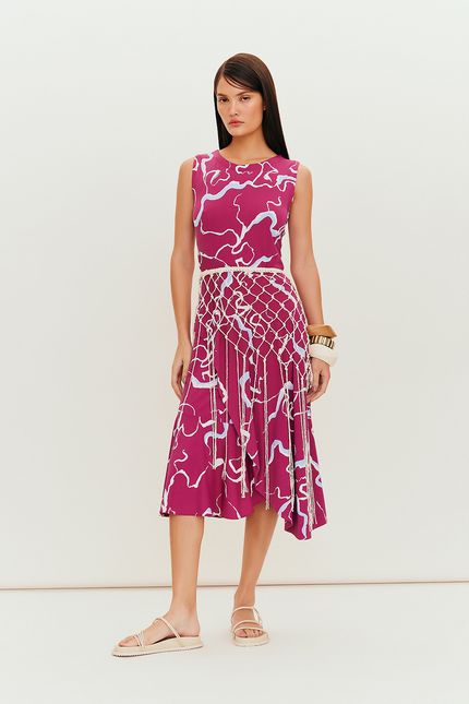 Vestido jabot orgânico roxo orquidea
