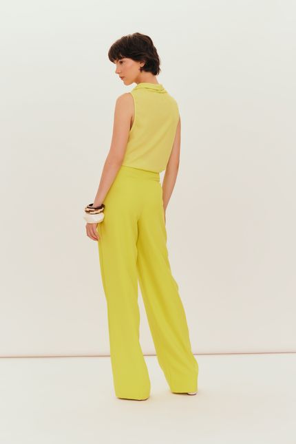 calça crepe bolso faca amarelo lima