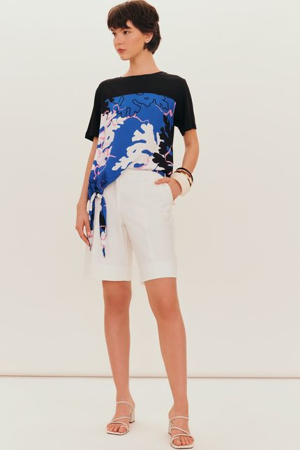 Bermuda malha crepe alfaiataria  off white