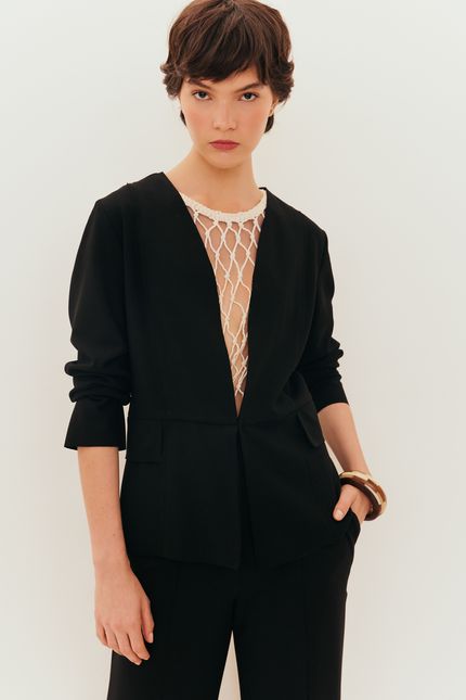 Blazer malha crepe alfaiataria preto