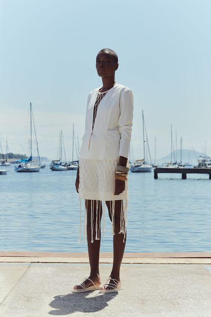 Blazer malha crepe alfaiataria off white
