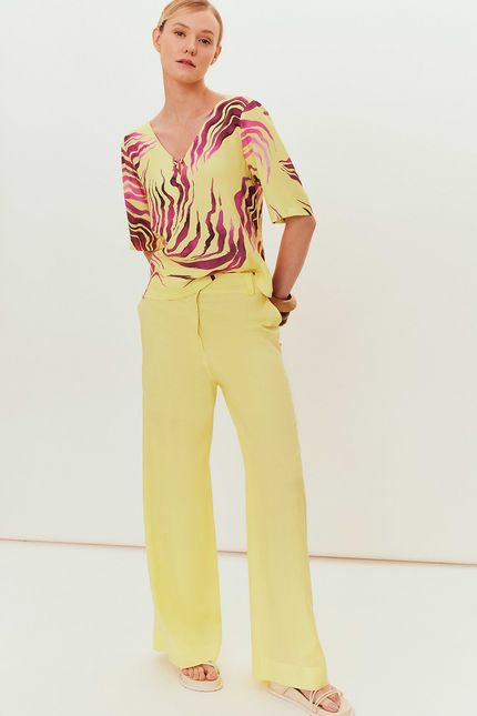 Blusa manga peixe paraíso amarelo lima