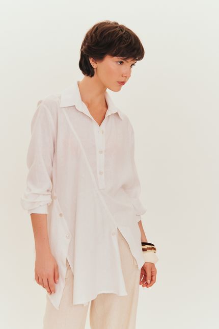 Camisa cambraia assimétrica  branco