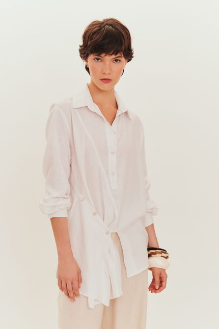Camisa cambraia assimétrica  branco