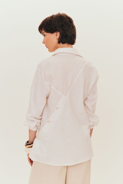 Camisa cambraia assimétrica  branco