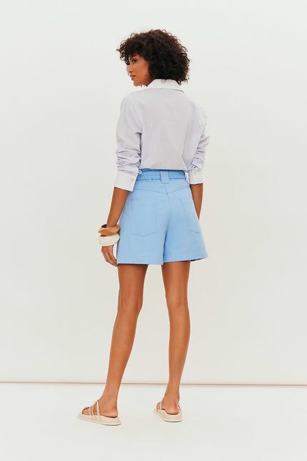 Bermuda sarja cós elástico azul ceu