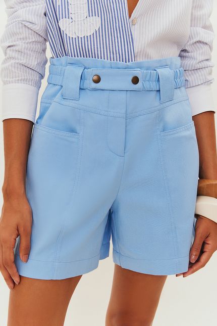 Bermuda sarja cós elástico azul ceu