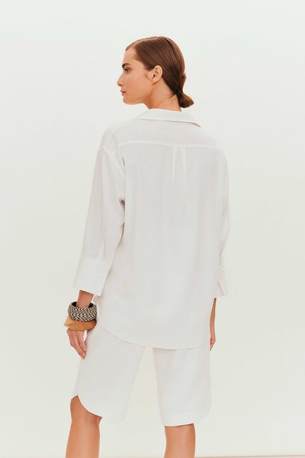 Camisa linho bordado branco