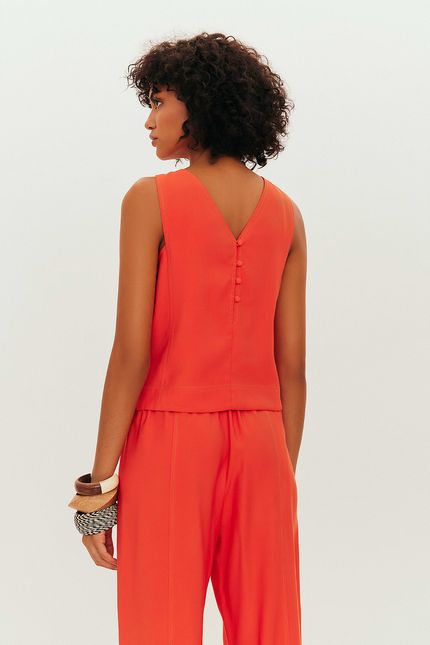 blusa recorte e pespontos laranja tropical