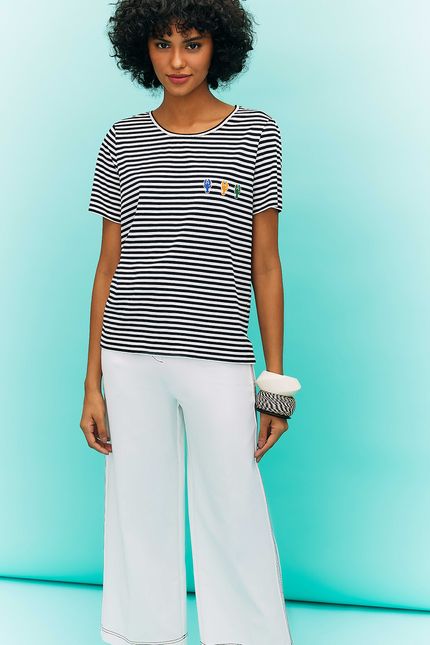 blusa listrada mix lagosta preto