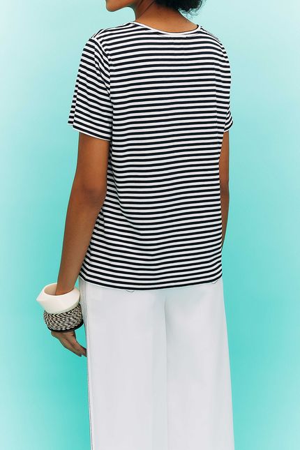 blusa listrada mix lagosta preto