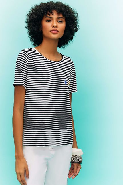 blusa listrada mix lagosta preto