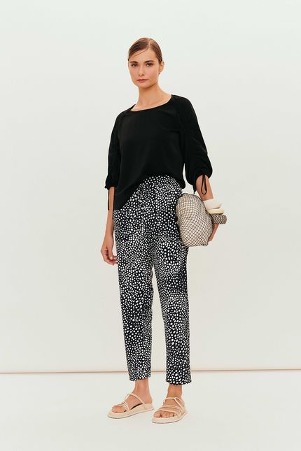 Calça amarração mini dots preto