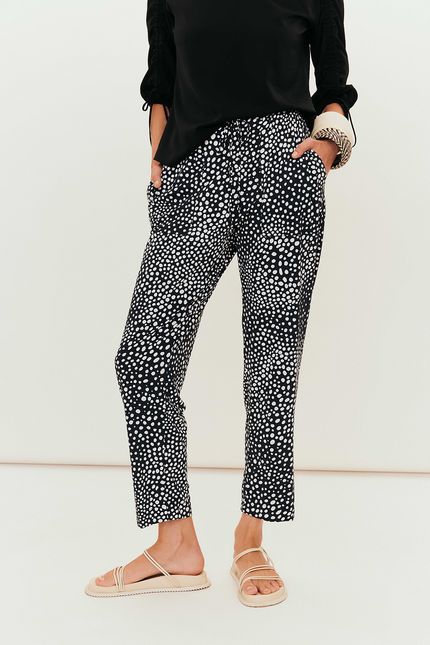 Calça amarração mini dots preto
