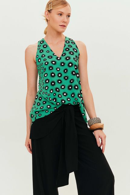 Blusa sem manga pois arraia verde astral